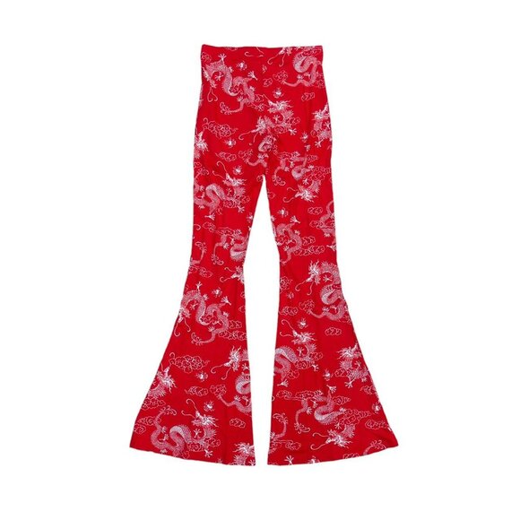 Bear Dance Women's Red Flowy Pants Bell Bottoms - Picture 2 of 3